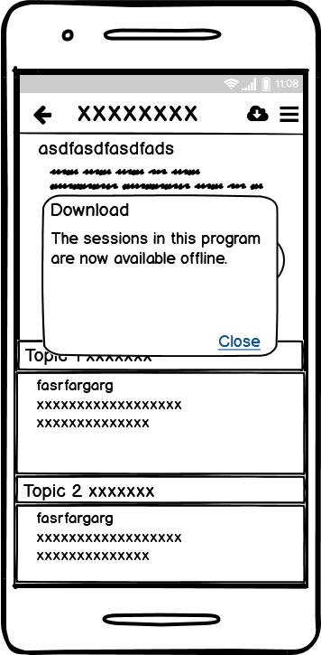 Download pop-up mid-Fi Prototype