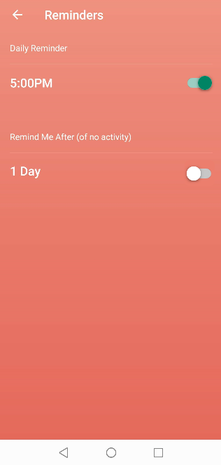 Reminder on/off button with new colors for better indications