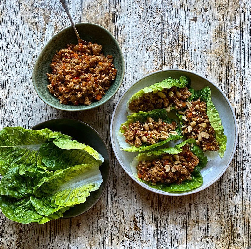It&rsquo;s National salad week 🥗 and here&rsquo;s our take on it. Tempeh yuk sung - minced tempeh, Chinese takeaway inspired, in lettuce boats! 

This could be a delicious main, starter, or side&hellip; yum 😋 

The perfect dish for the warmer weath