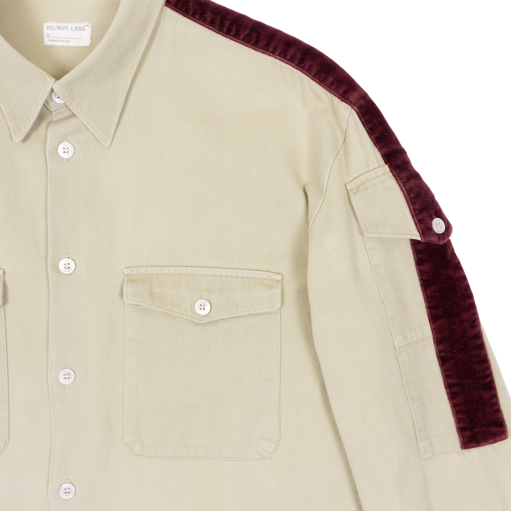 Helmut Lang AW97 Velvet Stripe Military Shirt — scatterbrain archives