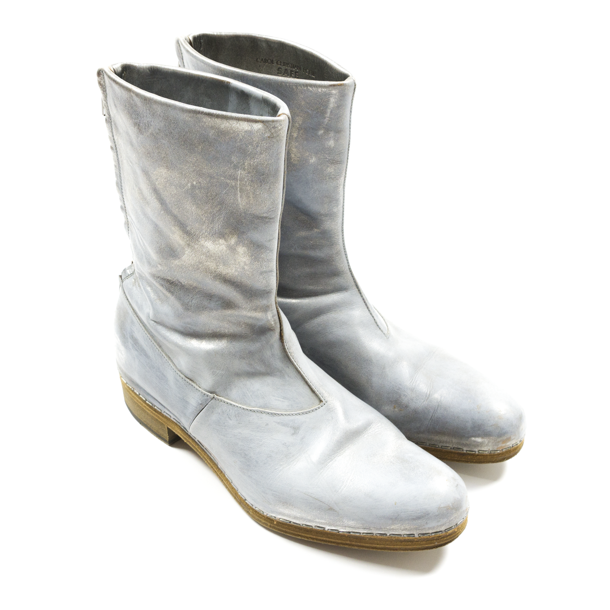 Carol Christian Poell "Safe" Back Zip Staple Silver Boots