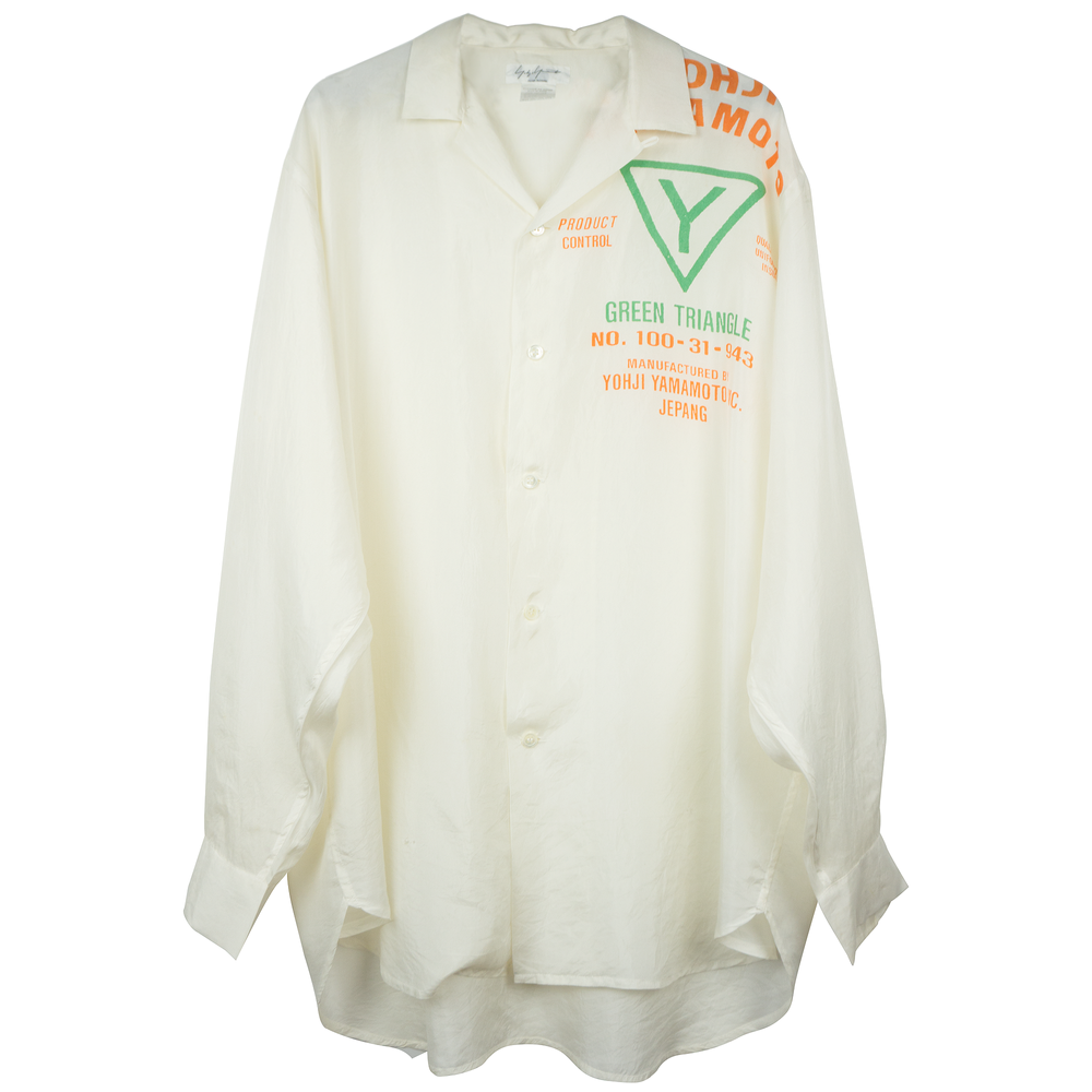 yohji yamamoto pour homme アシンメトリーシャツ Yohji Yamamoto Pour Homme SS93 Silk Shirt — scatterbrain archives