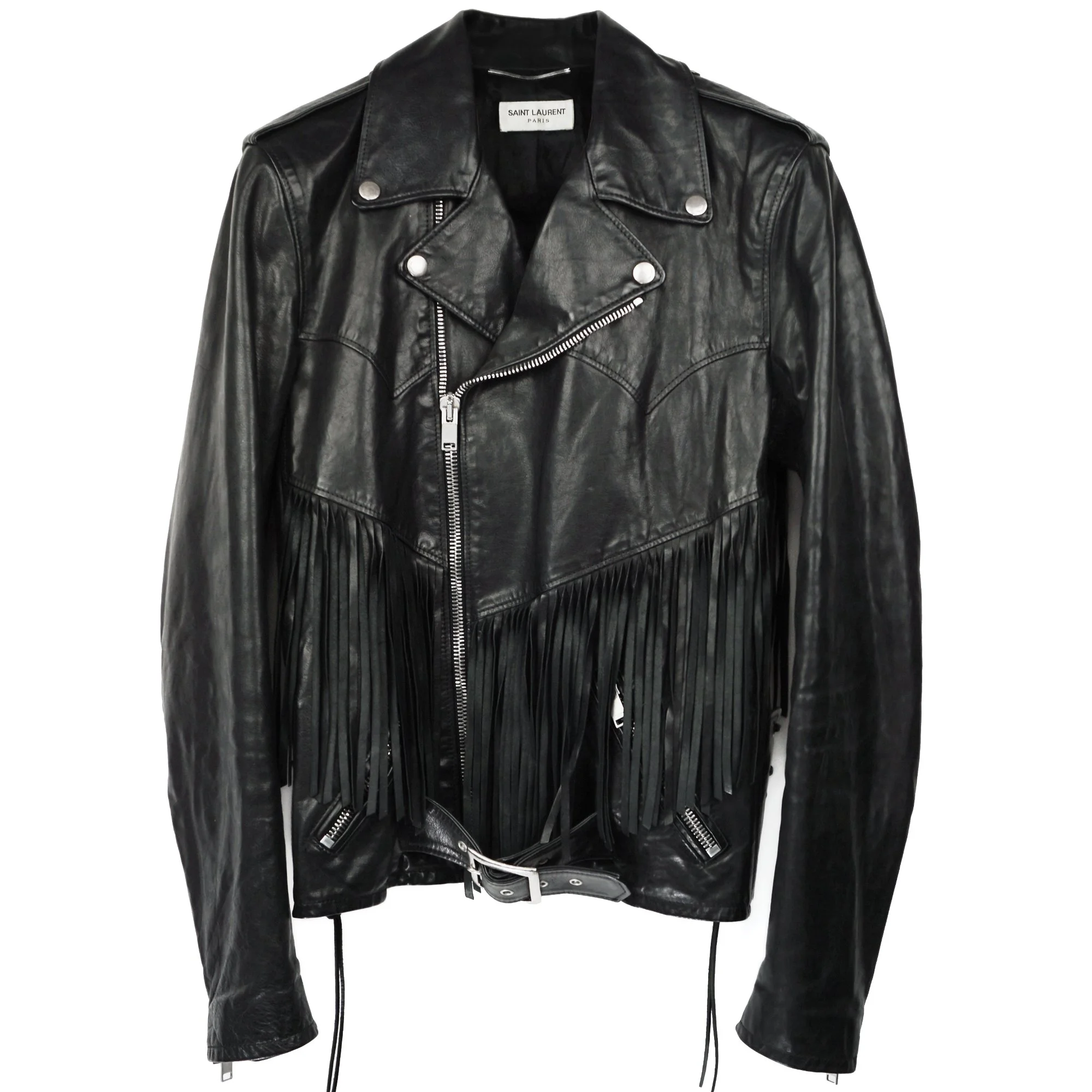 Saint Laurent Paris SS15 "Psych Rock" Leather Fringed Biker Jacket