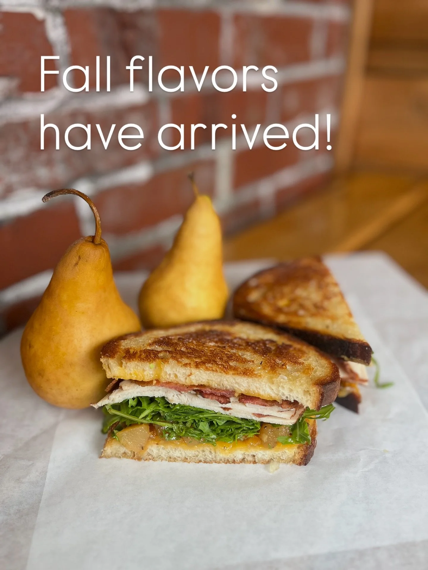 Today we added a few new seasonally-inspired menu items, like this one, The Gobbler, a turkey bacon sandwich with arugula, melted cheddar, and a house-made pear-rosemary chutney. If you can imagine those flavors together, you&rsquo;ll know it&rsquo;s
