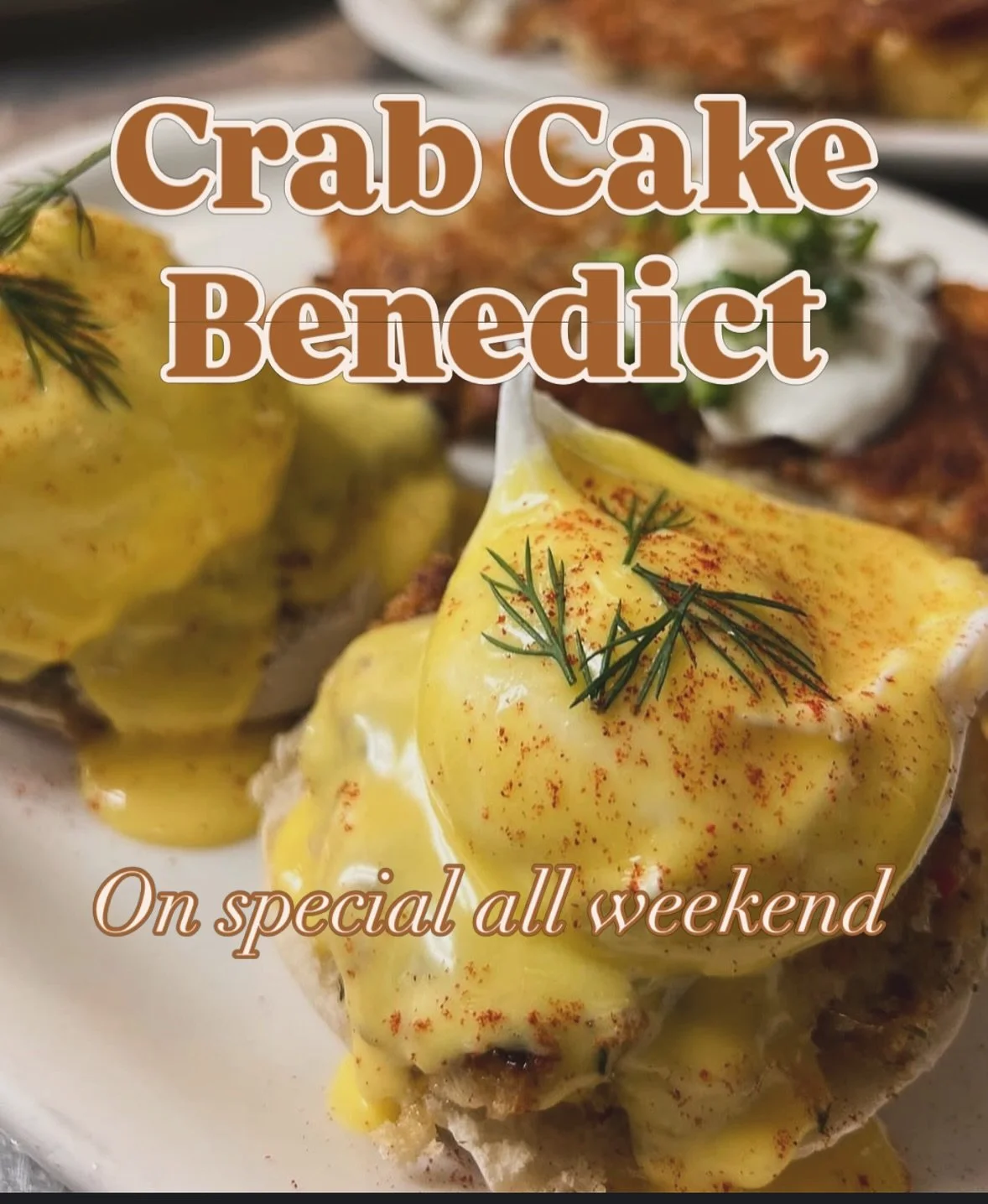 Crab Cake Eggs Benedict. The Shed&rsquo;s traditional Easter weekend special. It will be gorgeous weather this weekend, come sit on our big bright patio and treat yourself @tinshedgardencafe #easterspecial #pdxbrunch #albertaarts