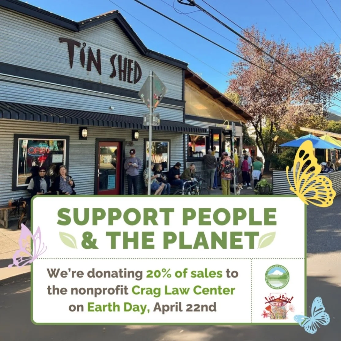 This Wednesday. Make a reservation, or just pop in unannounced. It all counts the same ❤️ @tinshedgardencafe @craglawcenter #earthday #earthjustice