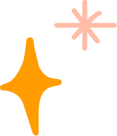 Two hand-drawn star shapes, one orange and one pink.