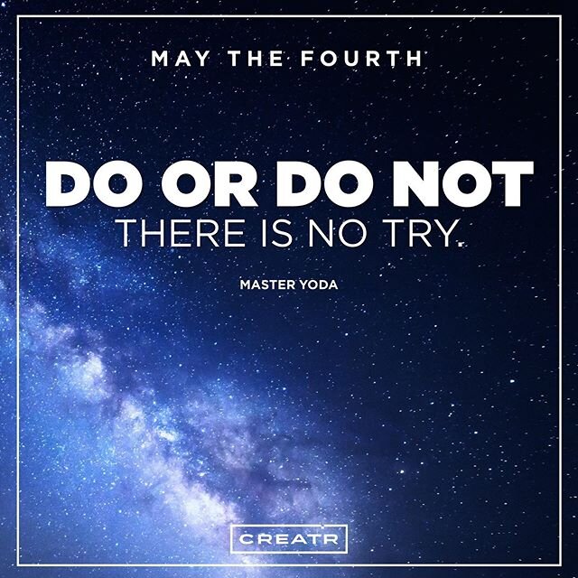 Happy May the fourth! Remember to follow Yoda&rsquo;s advice and have conviction that you will accomplish your goal.
.
.
.
.
#yoda #maytheforcebewithyou #maythe4thbewithyou #maythe4th #starwars #starwarsquotes #create #createeveryday #yodamemes #crea