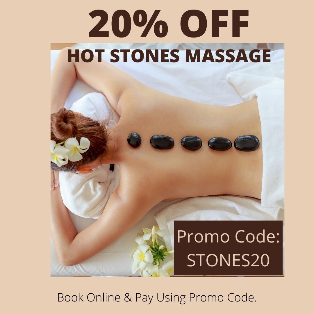 May Bank Holiday Offer Number 2 - Hot Stones Massage - 20% when you book a treatment before 24th May ONLY.  Great Offer. Perfect opportunity to enjoy a cosy treatment while the weather is still miserable.  Just a reminder that your treatment session 