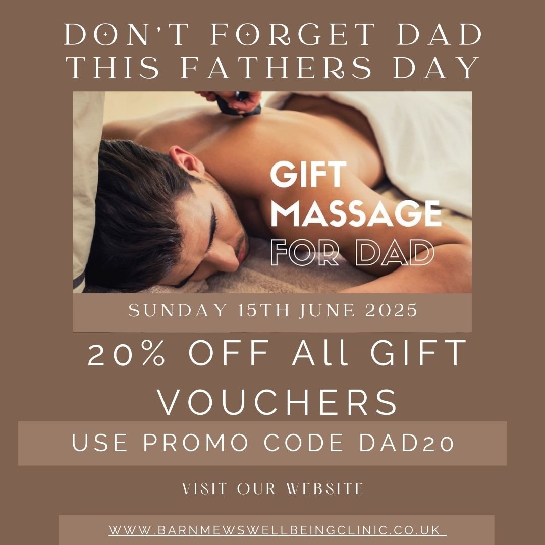 Have you got your dad something special for Fathers Day?  A reminder that Fathers day is this Sunday and we are offering you 20% off all our gift vouchers so you can treat your dad to the gift of relaxation. 

Just go to our website and use the promo