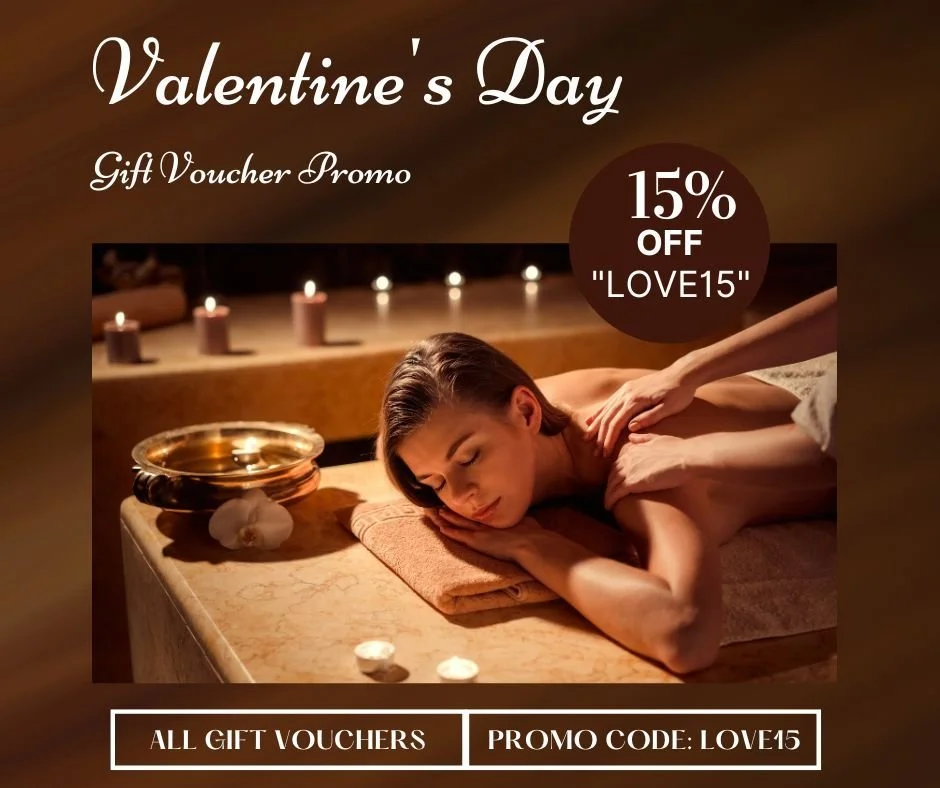 Have you got your loved one a gift for Valentines Day. Why not show them how much you love them with the gift of relaxation. Buy a gift voucher online and save 15% by using our promo code. The best gift for Valentines Day. #valentinesday #giftvoucher