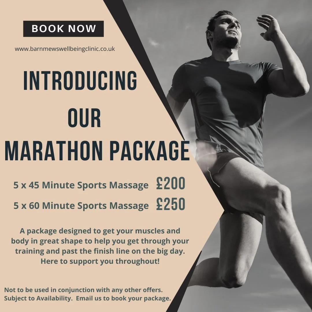 A reminder to all of those amazing individuals that have taken on the massive challenge of the marathon this year.  We want to help!  You are coming to the end of your training and we want to make sure you and your body are ready for the big day.  Th