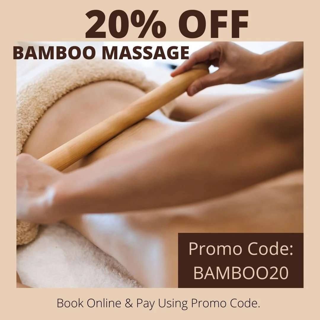 Heated Bamboo Massage - 20% when you book a treatment before 24th May ONLY.  Great Offer. Perfect opportunity to enjoy a cosy treatment while the weather is still miserable.  Just a reminder that your treatment session needs to be booked in before 24