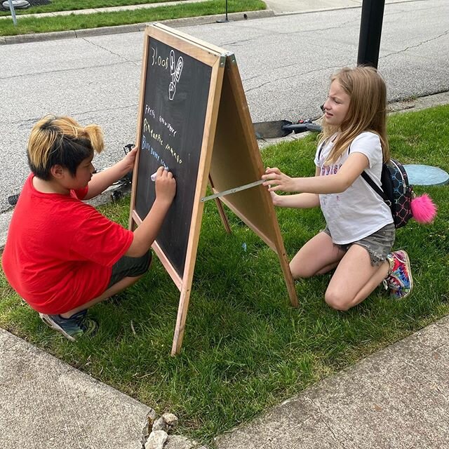 Added perk of today&rsquo;s Neighborhood POP By in Hilliard ... volunteers to write the flavors on the board. Future pop stars in the making. If you want us to come to your neighborhood let us know! #popsicles #icepops #hilliardohio #localbusiness #s
