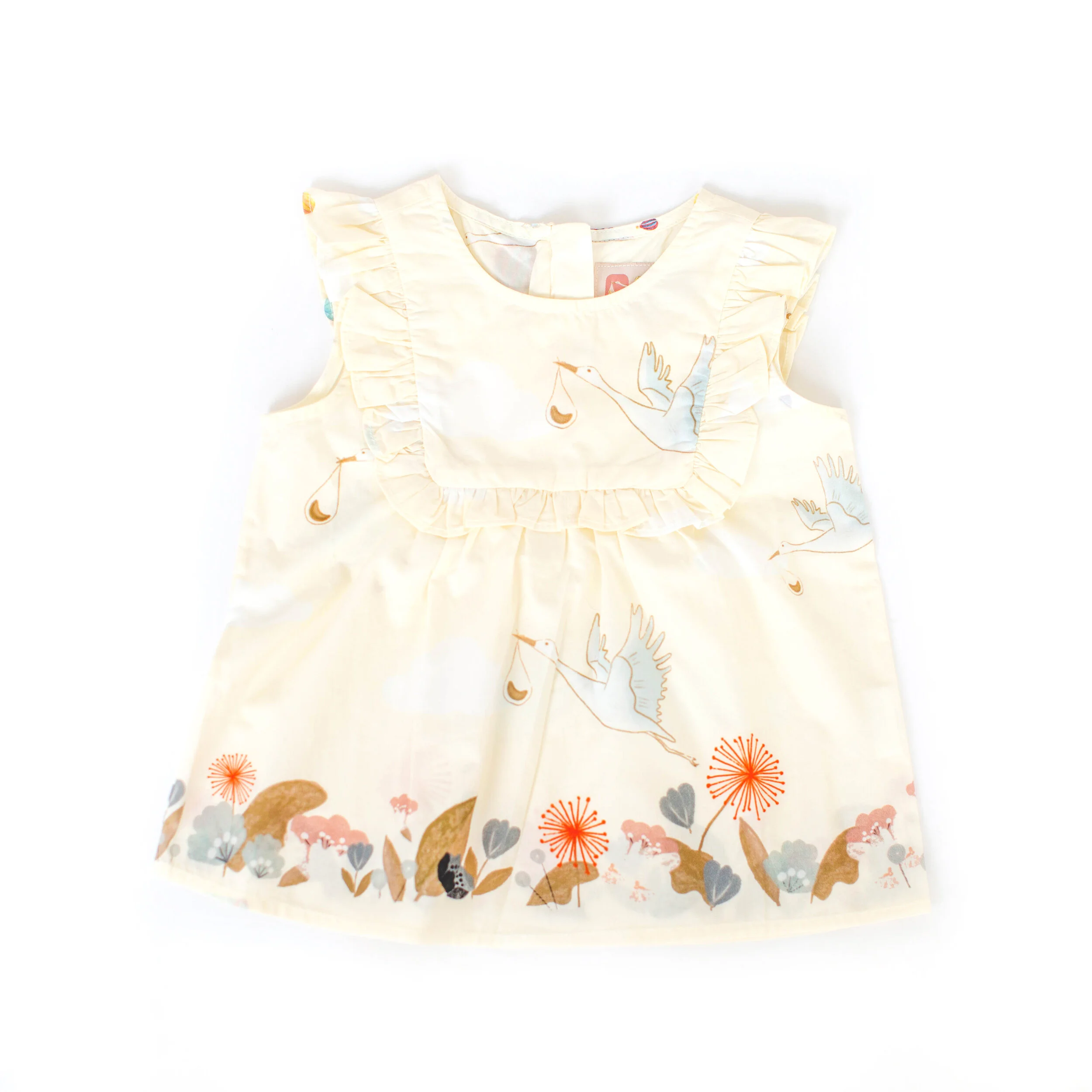 Cecilia – My Bundle of Joy Stork Border Print Ruffle Trim Top
