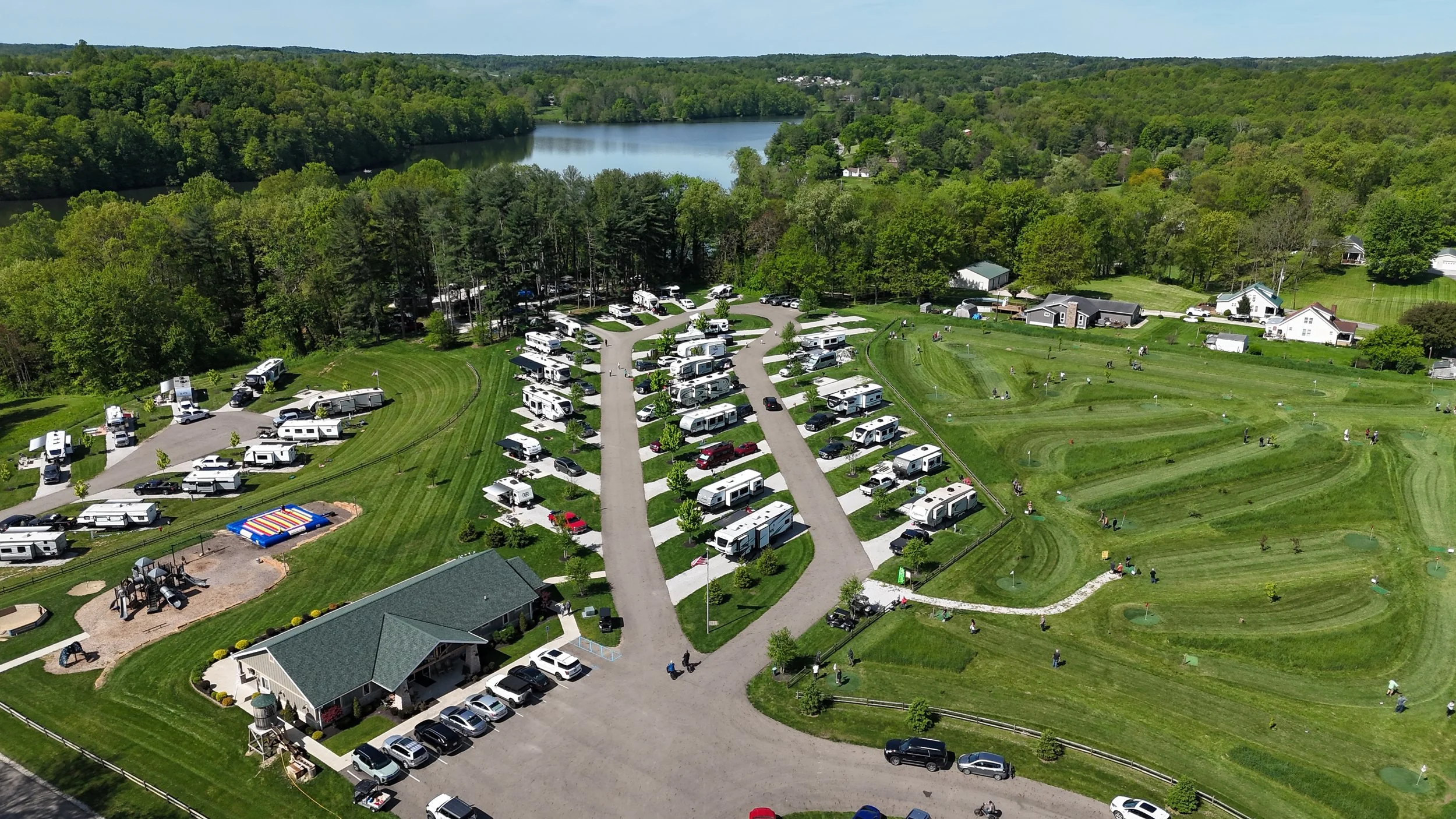 A drone shot from above the campground