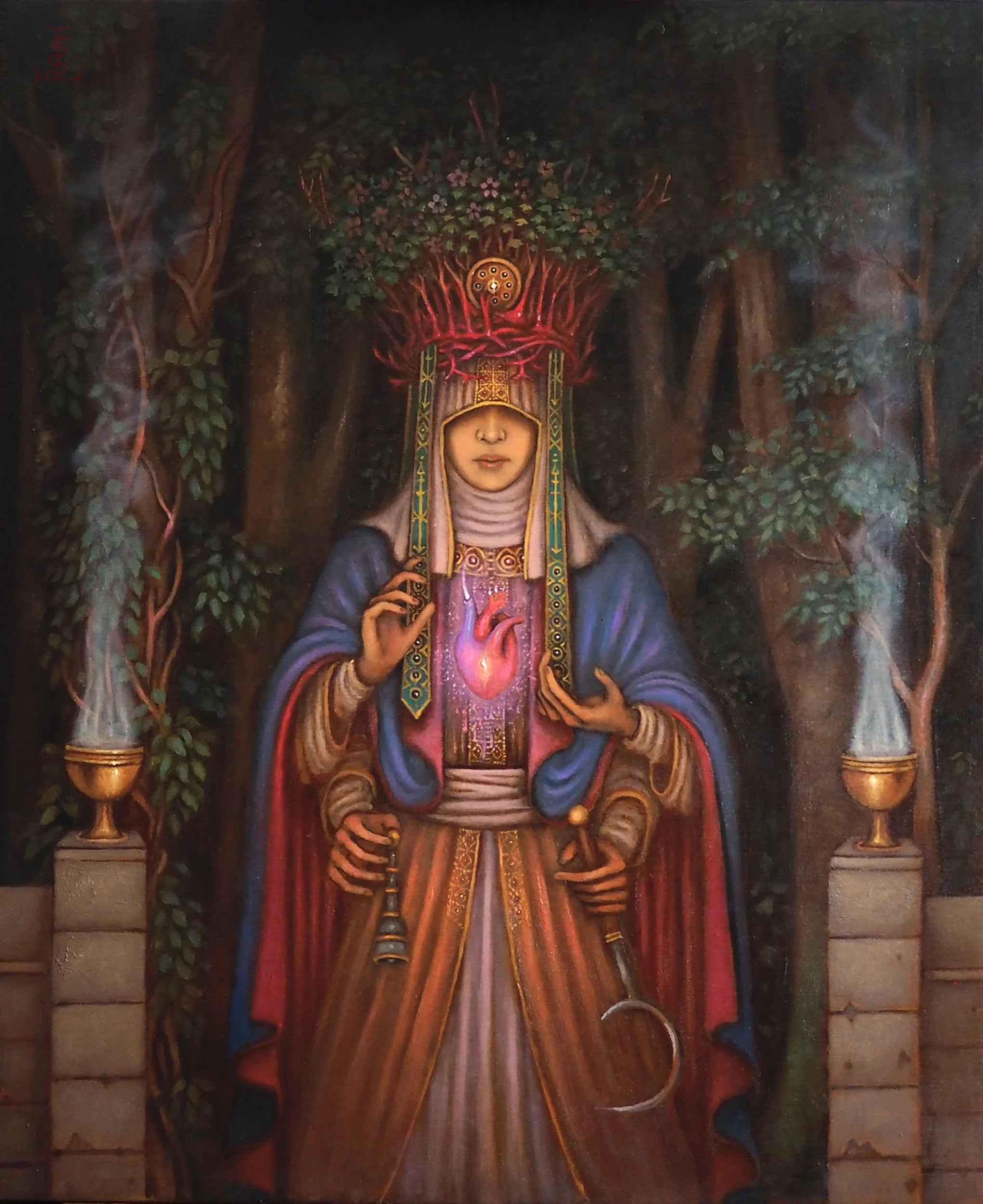The spirit of spring (upon my darkened mind pour thy pure light). Oil on panel. 33cm x 40cm