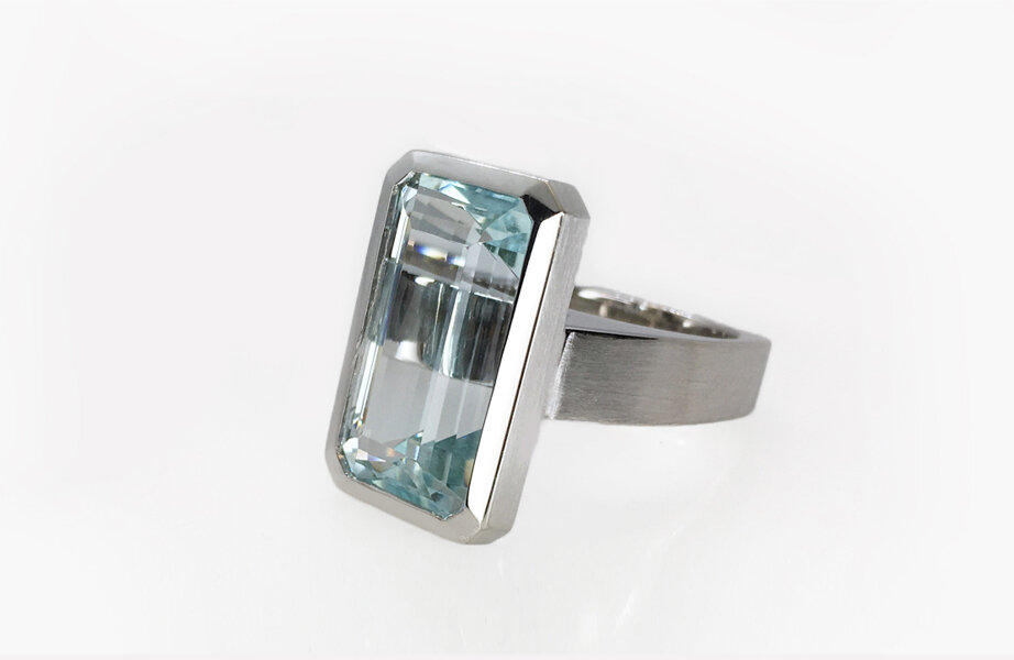 Aquamarine Emerald Ring