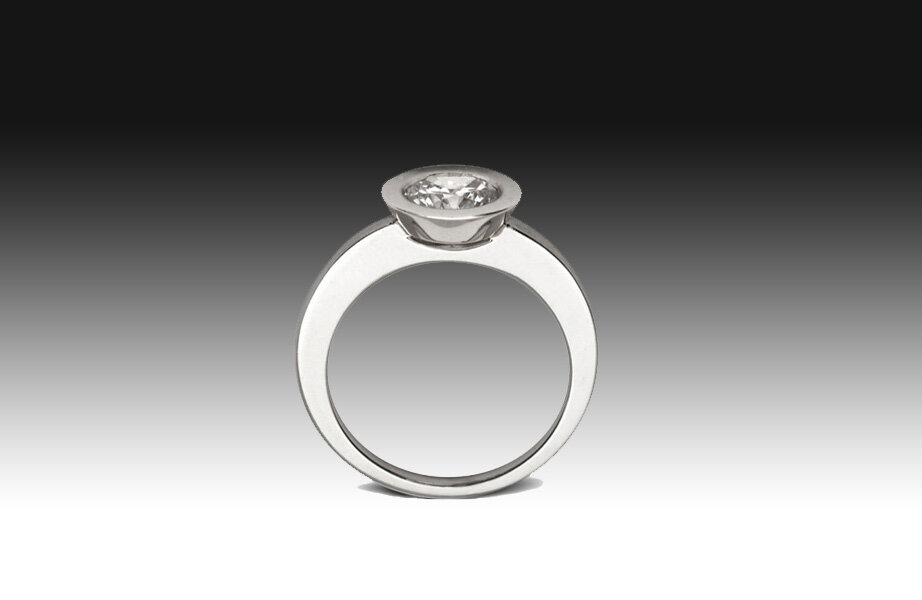Slim Radius Bezel Diamond Ring