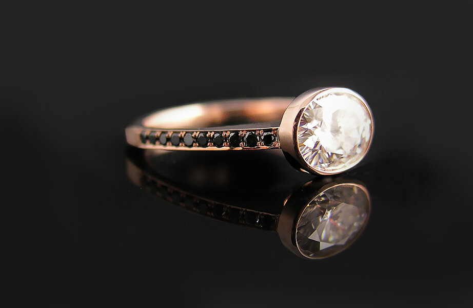 Rose Gold/Black Diamonds Engagement Ring
