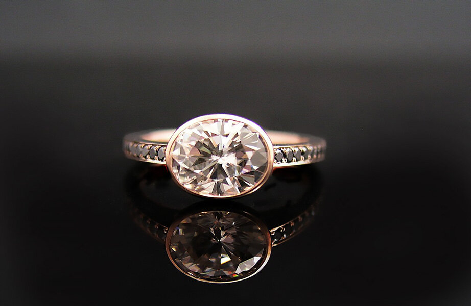 Rose Gold/Black Diamonds Engagement Ring