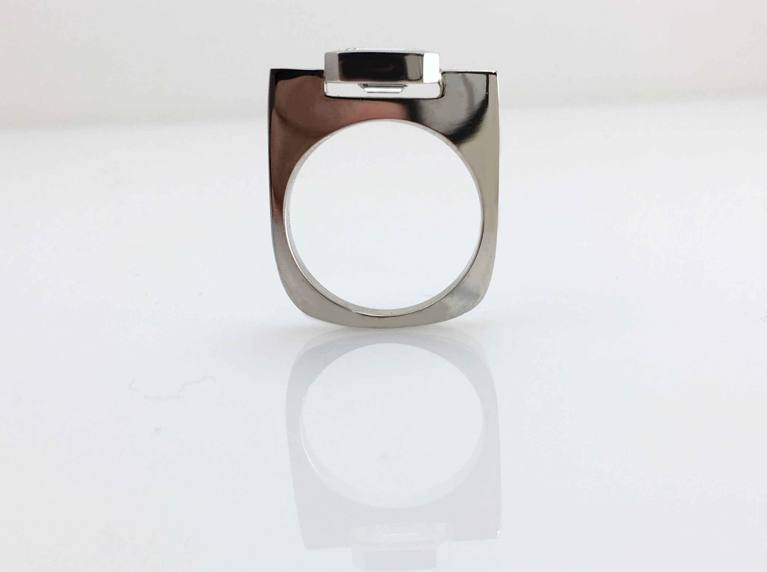 Slim Linear Emerald Bezel Ring Stack