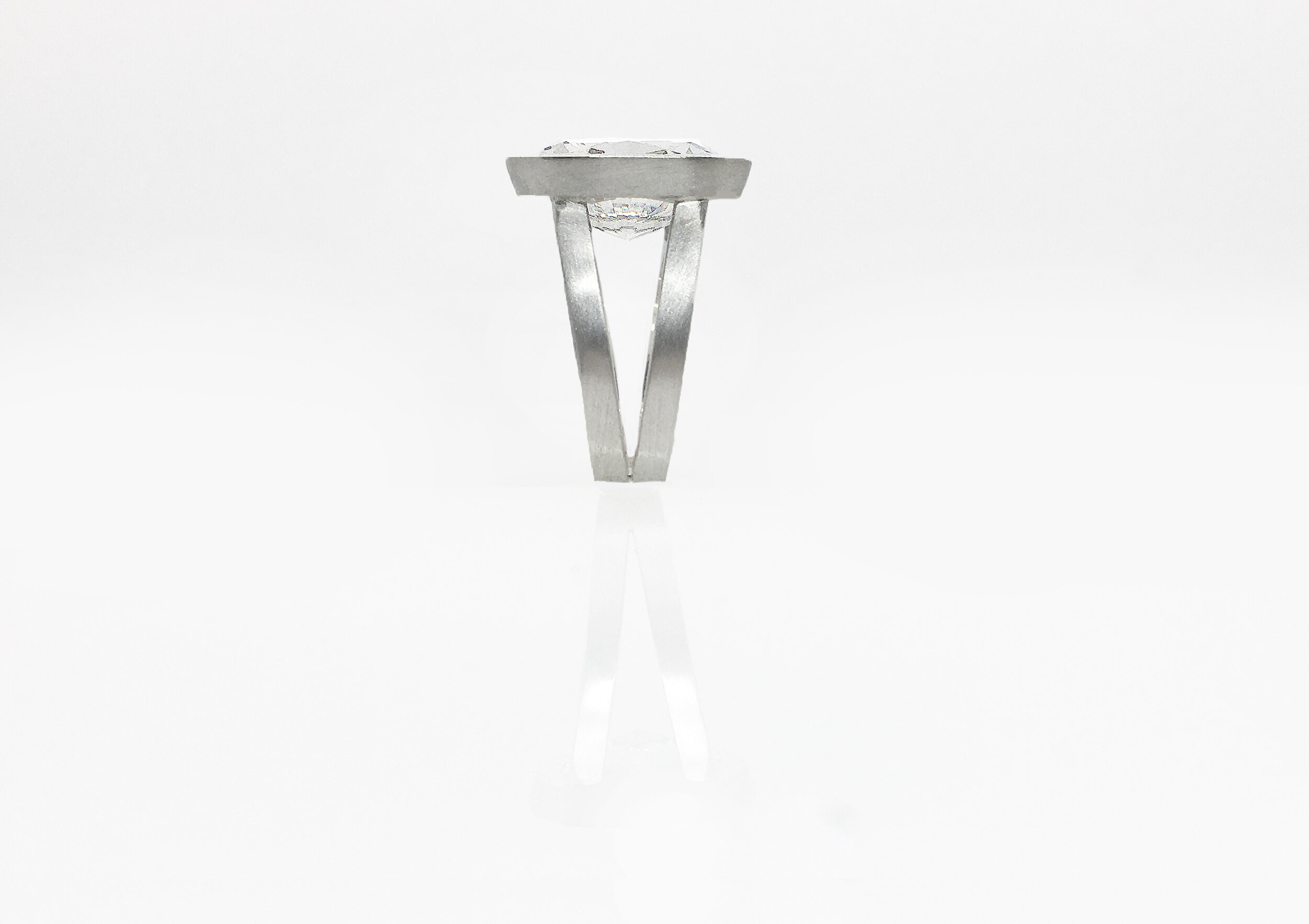 Large Oval Bezel Split Shank Diamond Ring