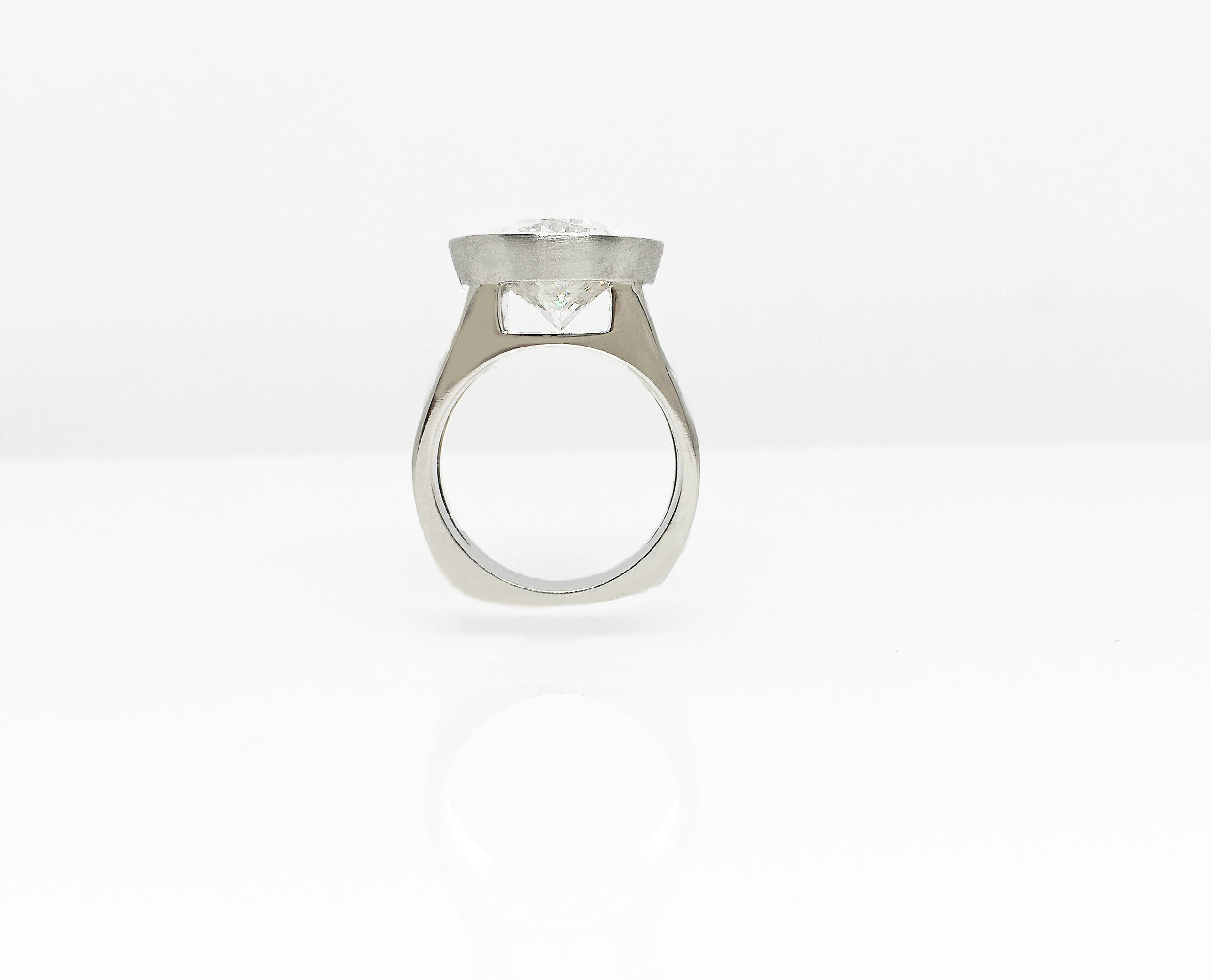Large Oval Bezel Split Shank Diamond Ring