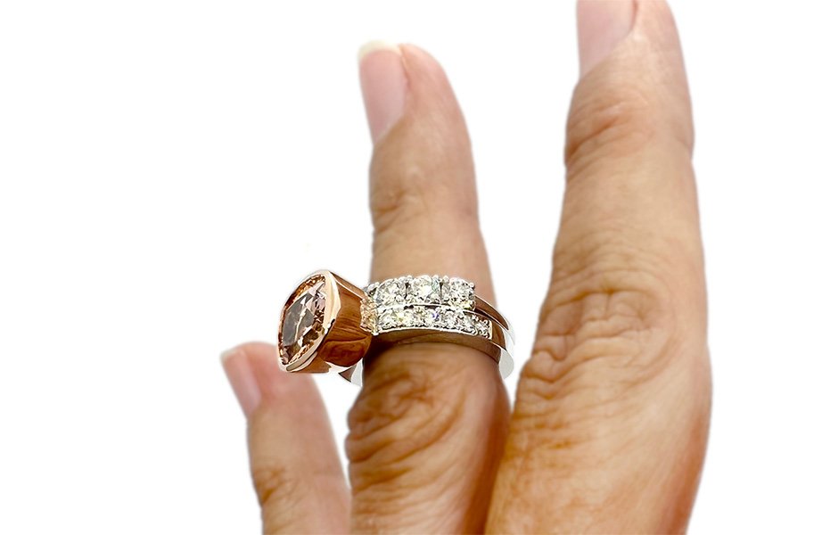 Morganite &amp; Diamond Pavé Rose Gold Anniversary Ring