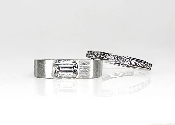 Emerald-Cut Mined Diamond (0.57 cts) — Custom 4Curve Engagement Ring Set in 10k white gold