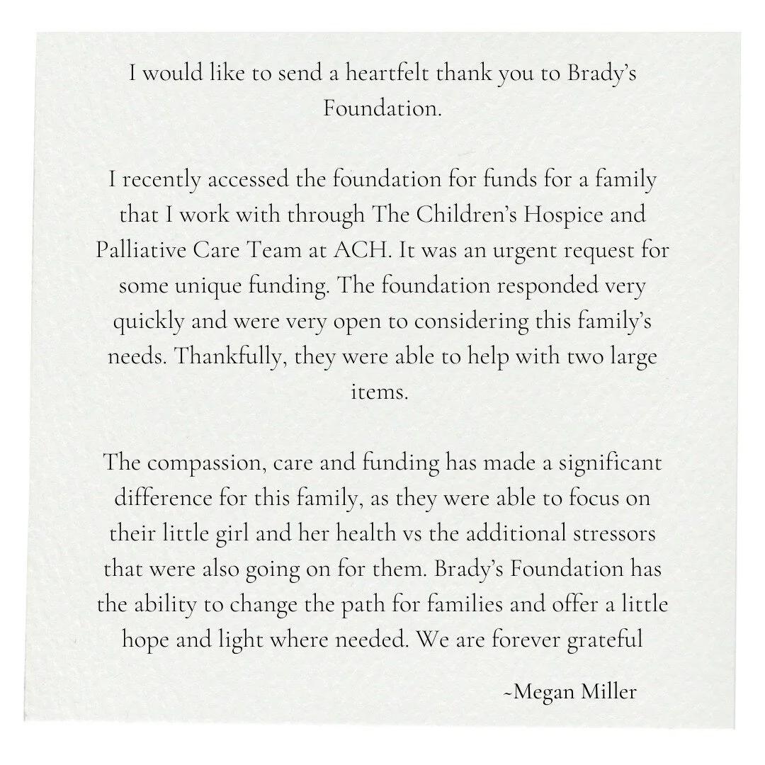This. This is why we created Brady's Foundation.

You can be a part of offering a little hope and light for these families by attending Beers and Bids on August 17, 2023 (ticket link in bio) or if you cant attend, you can still contribute by donating