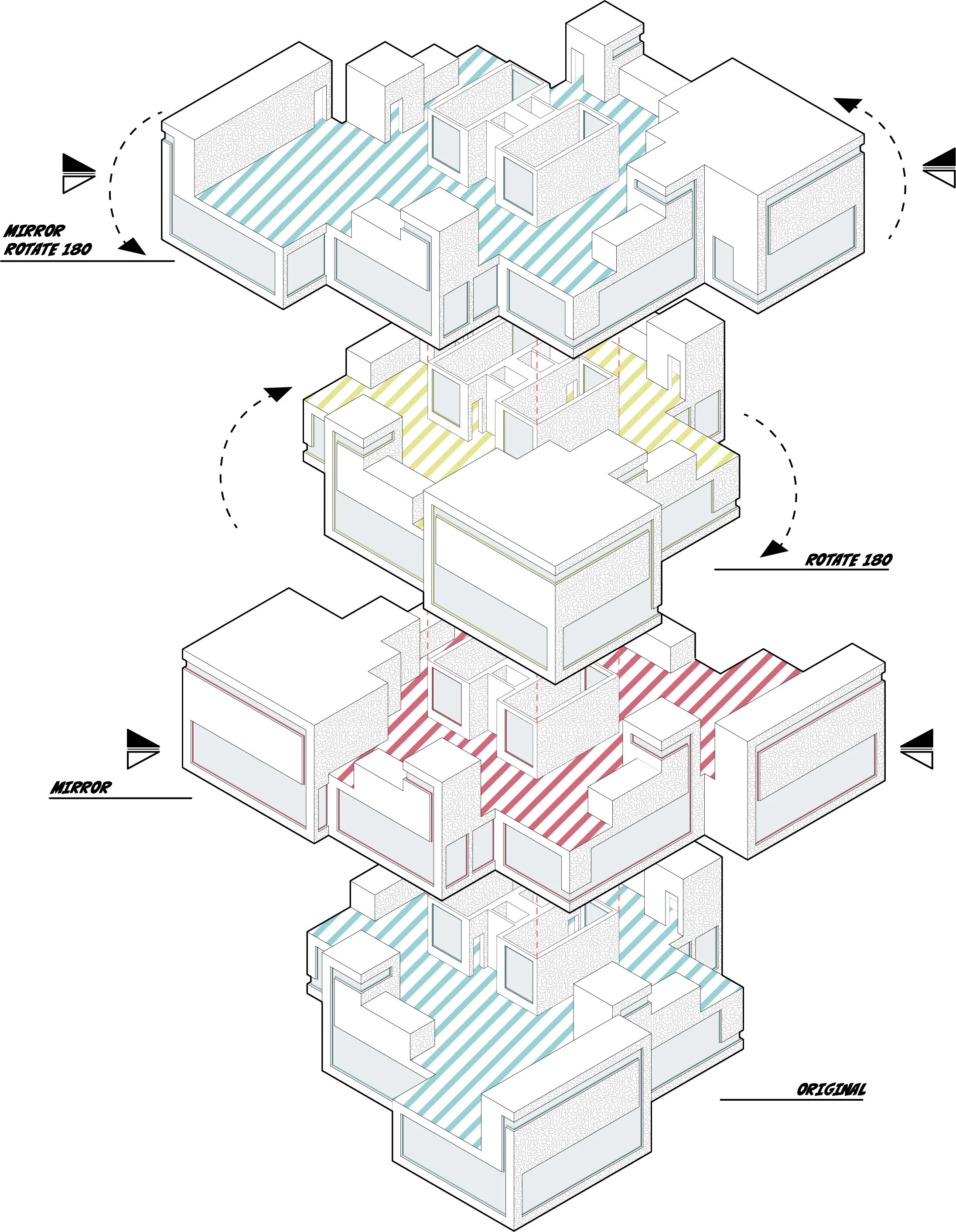 Aggregation DiagramStrategically manipulated in order to create the form that distorts the identity of each unit