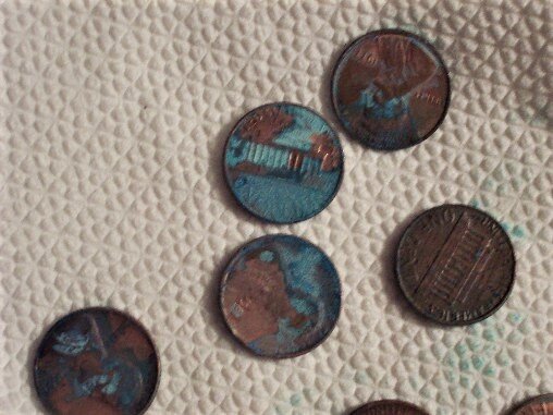Verdigris pennies