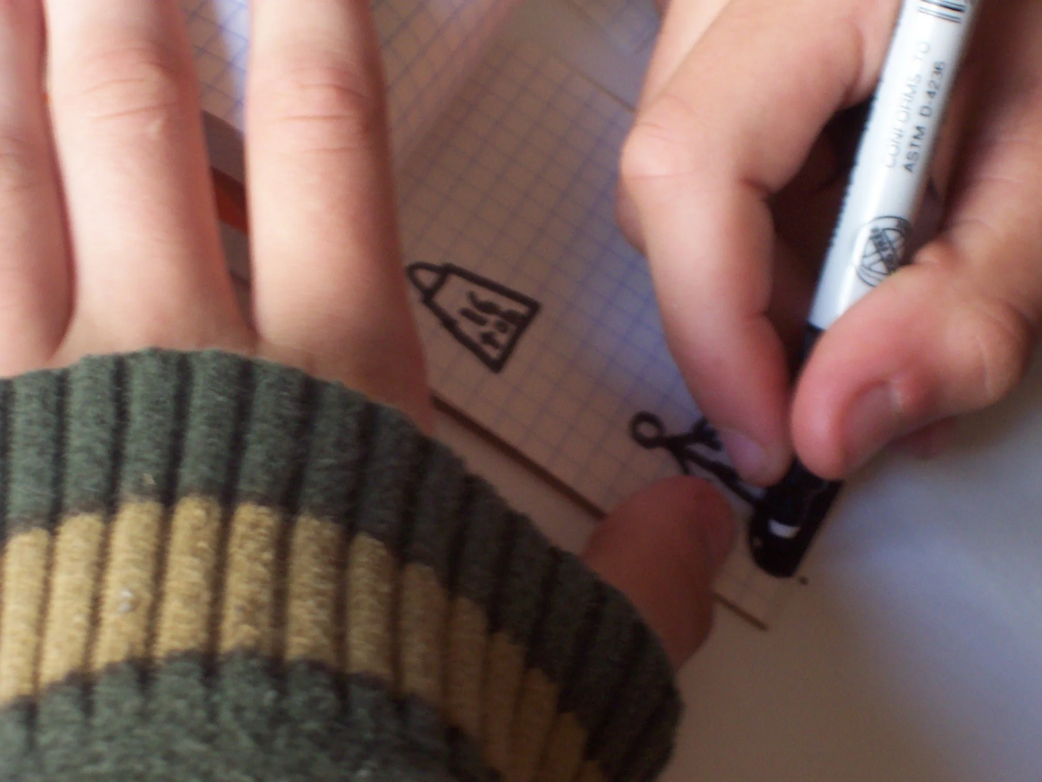 Draw on lower half of page