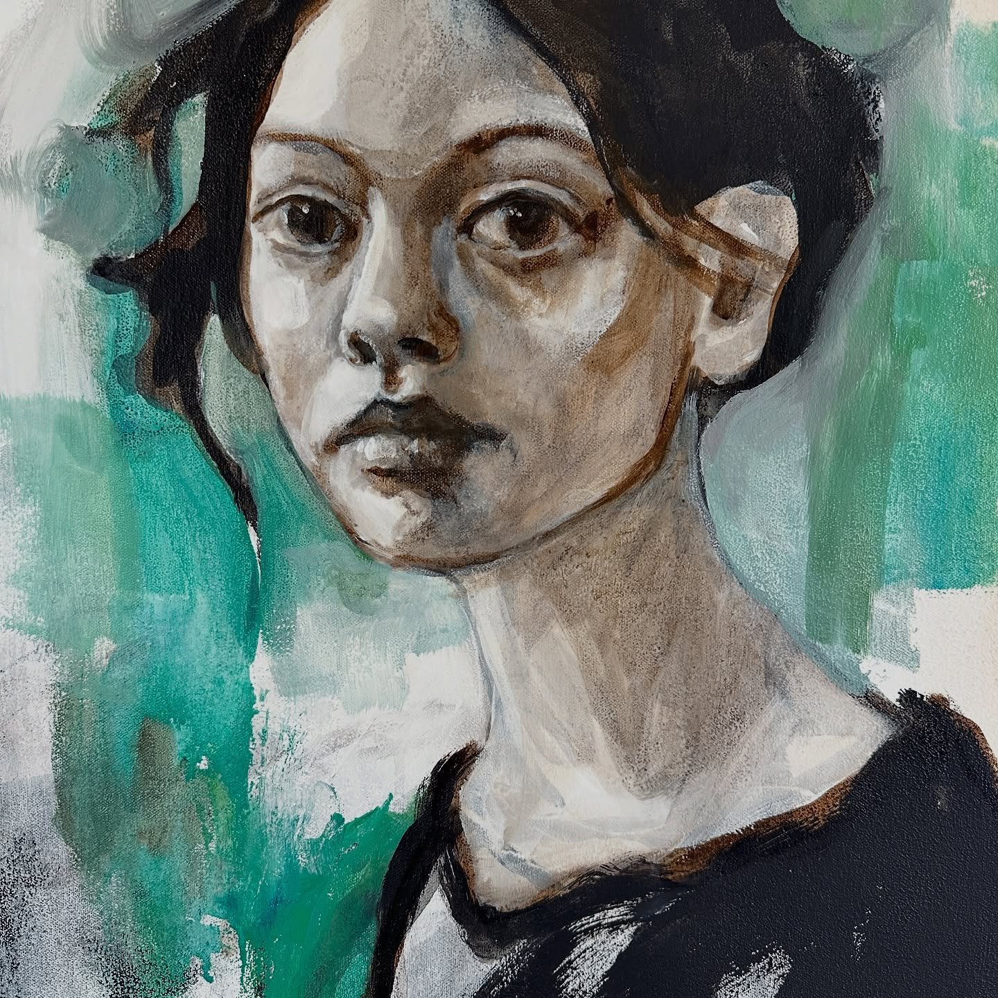 Back in the studio today. Pushing paint around. 🖤 

#painting #acrylic #artstudio #wip