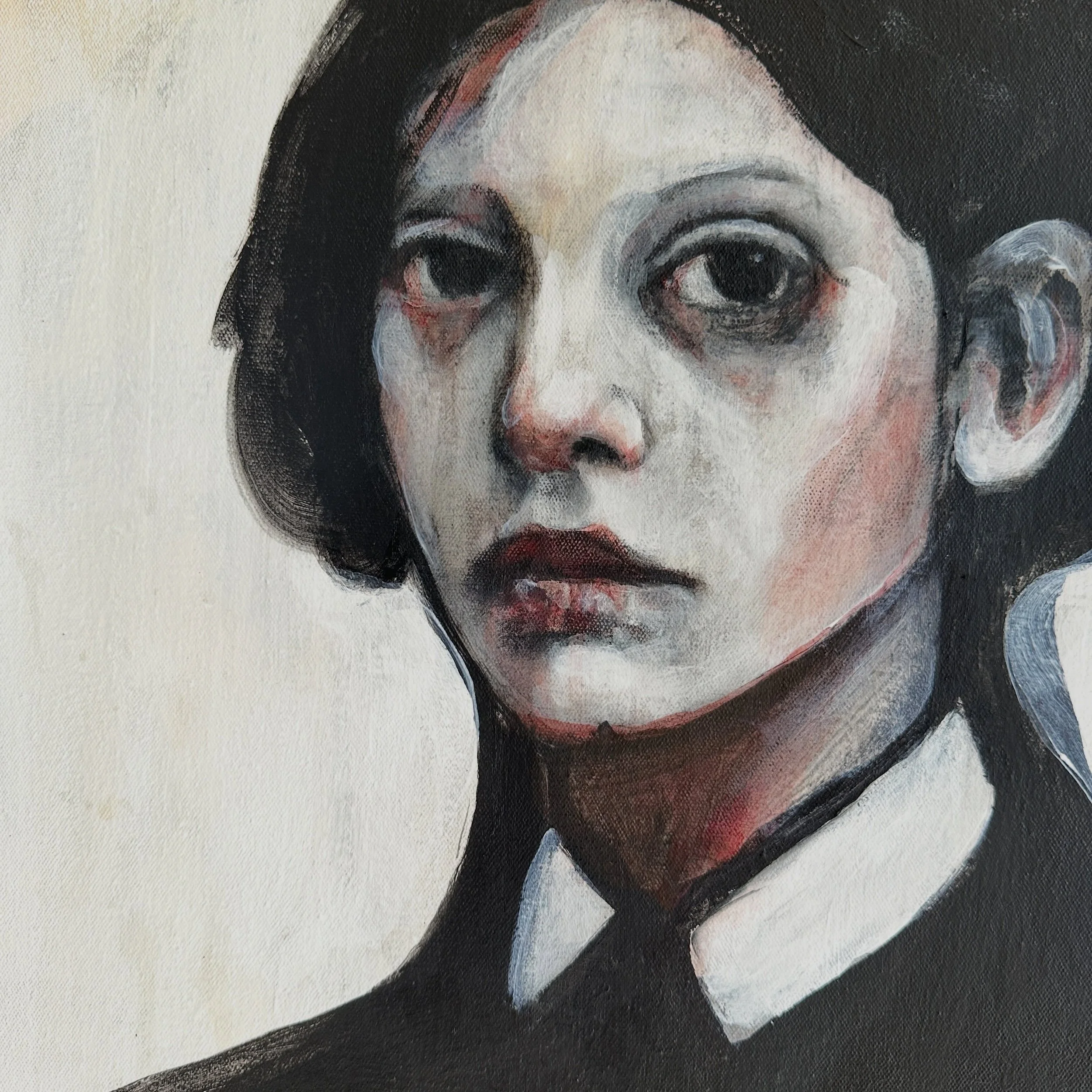 Soiled and gritty, the struggle much too evident, a mix of acrylic and charcoal, and watercolor thrown about for emphasis; this is process. This is art making ❤️