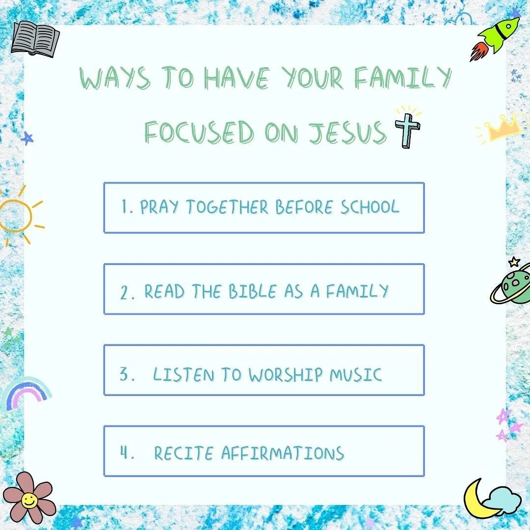 Who else&rsquo;s week flies by?? 
🙋🏽&zwj;♀️🙋🏽&zwj;♀️🙋🏽&zwj;♀️

Here are 4 ways to help keep you and your family focused on Jesus throughout your week! 

🙌🏽 Praying as a family is important! What we exemplify during peace is what will overflow