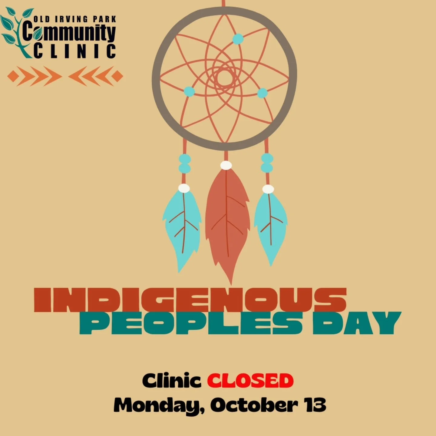 📣&nbsp;Clinic Closed Monday&nbsp;📣
In honor of&nbsp;Indigenous Peoples' Day, our clinic will be&nbsp;closed on Monday, October 14.
We take this time to recognize and celebrate the history, cultures, and contributions of Indigenous communities. 💛🪶