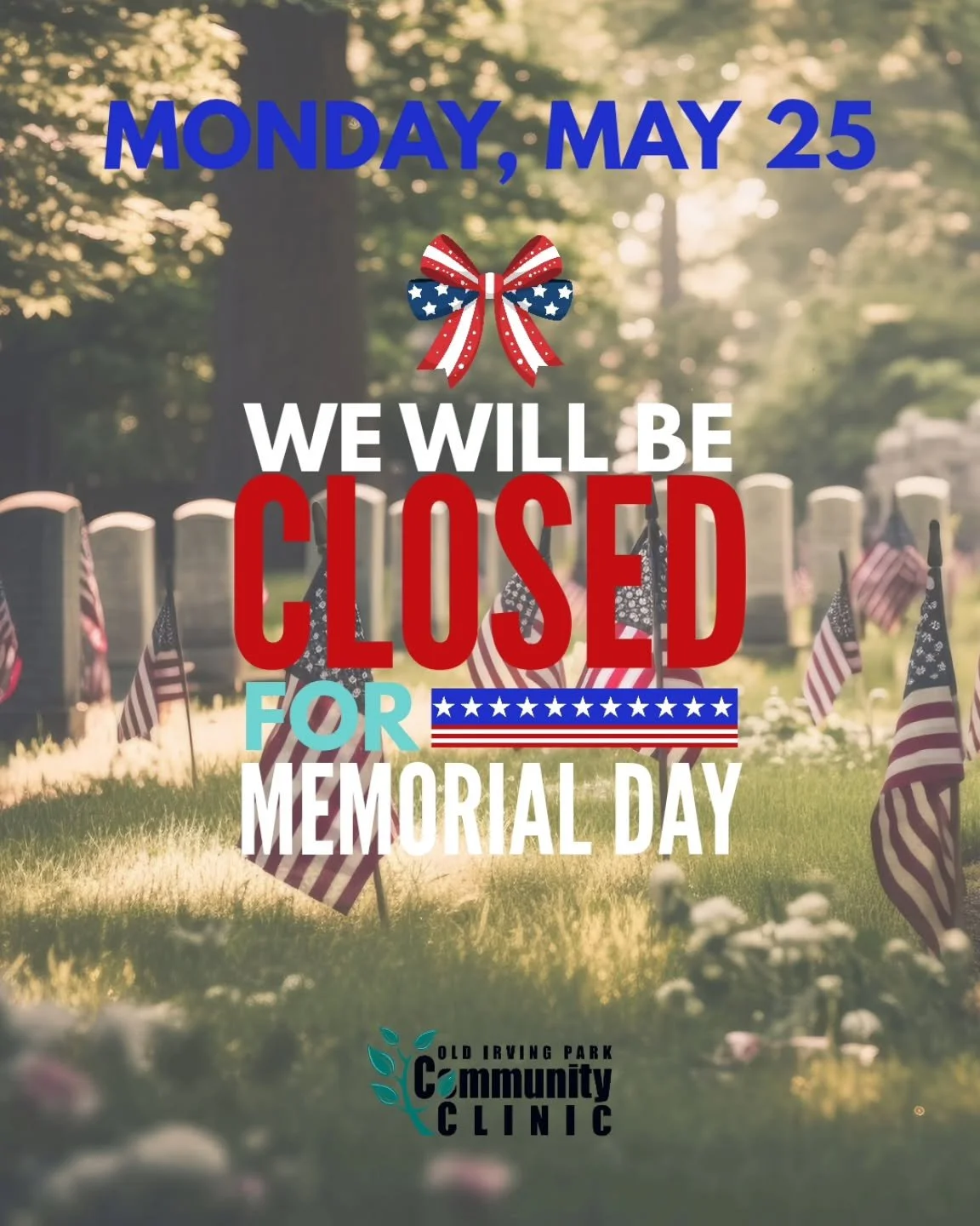 🇺🇸🕊Our clinic will be closed on Monday in observance of Memorial Day and will reopen Tuesday during regular business hours.

Have a safe weekend!