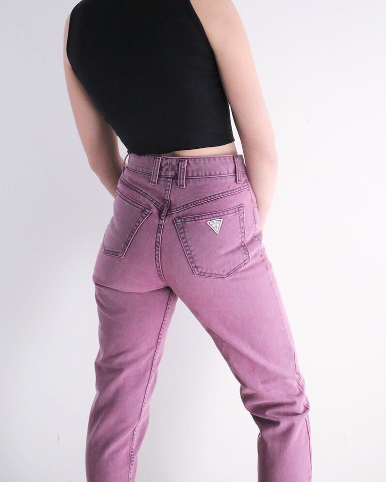 *SOLD* 1980s - 1990s Guess high waist jeans in purple faded denim