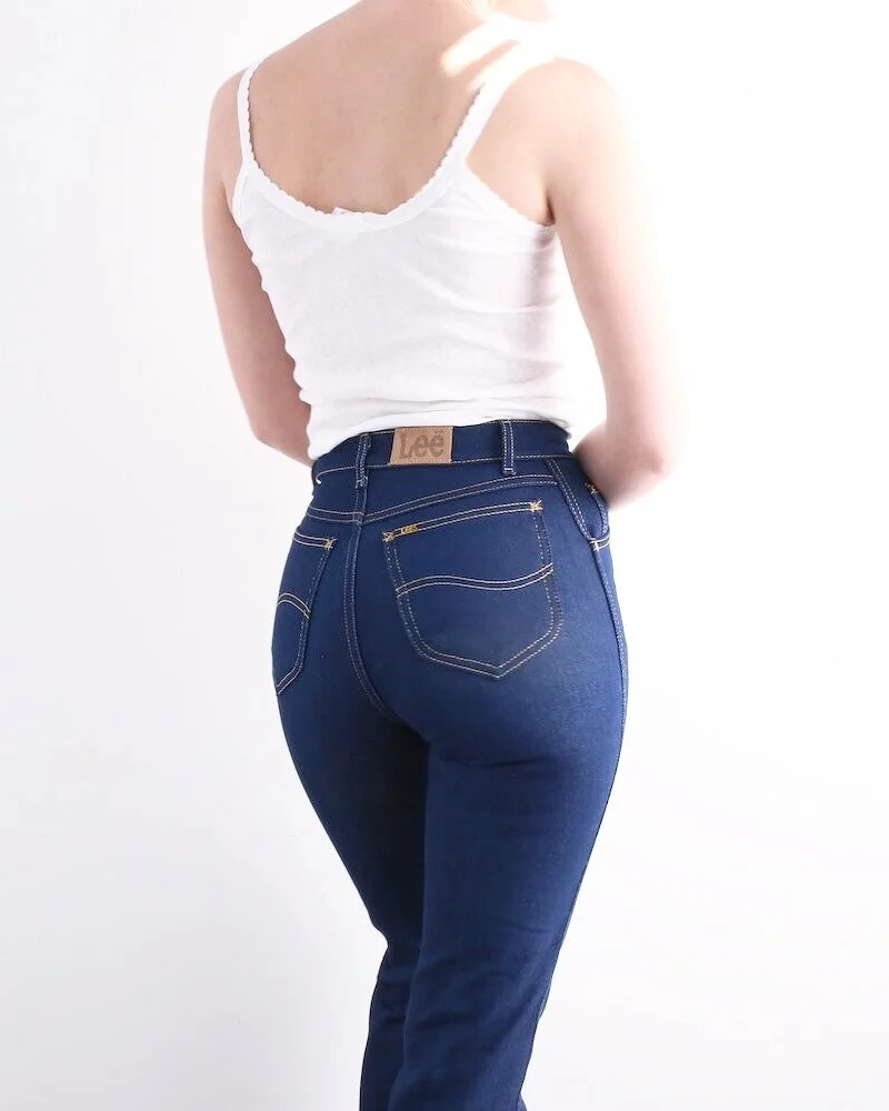 1980s Lee high waist dark wash blue jeans