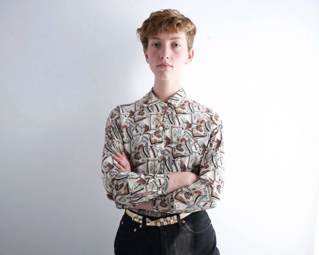 *SOLD* 1990s silk blouse with champagne print