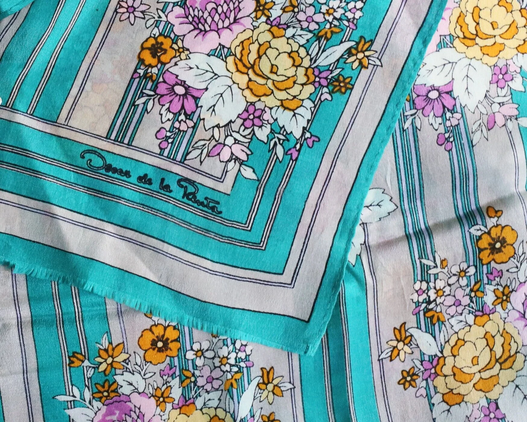 1980s Oscar de la Renta silk scarf