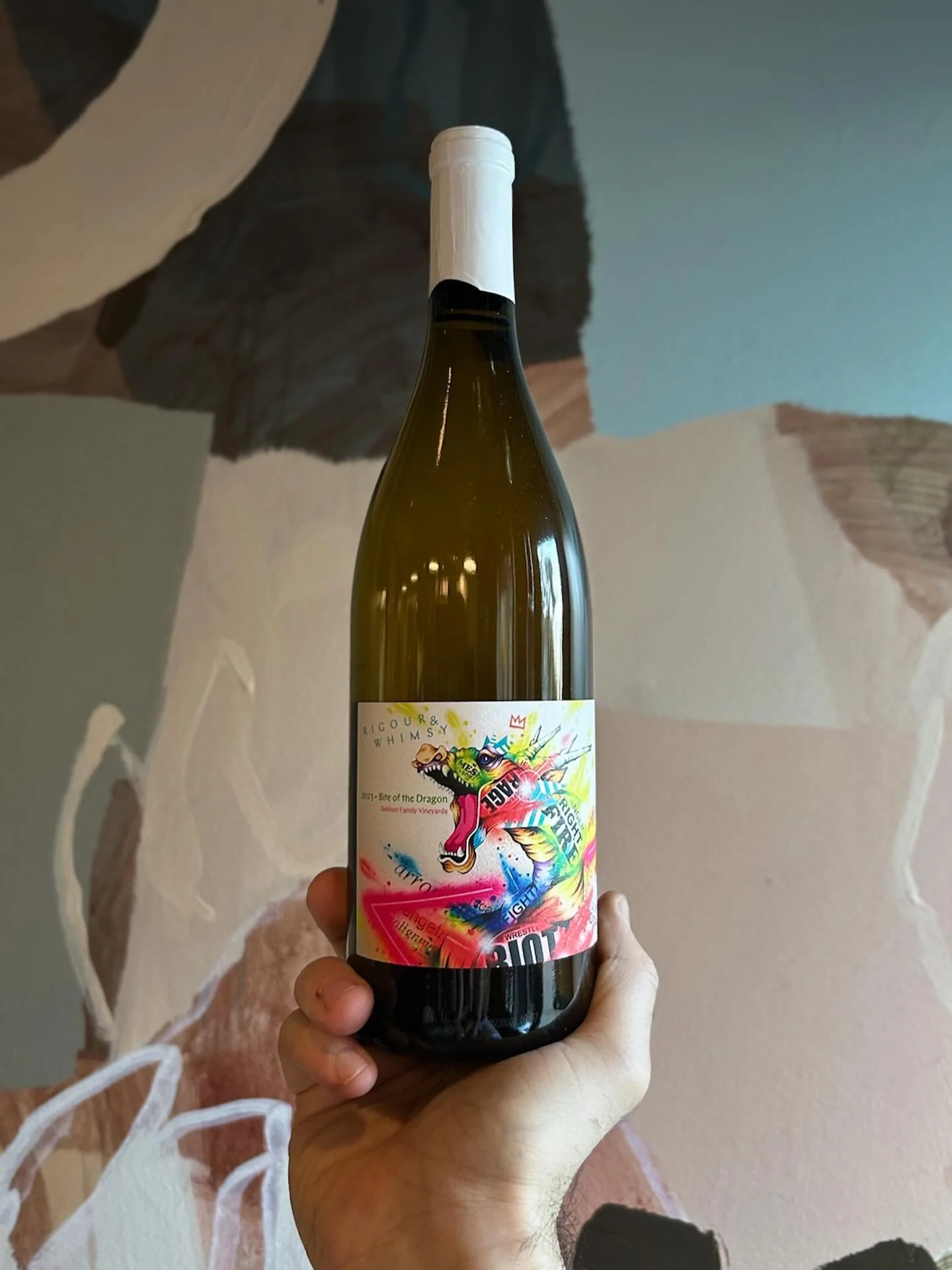 Rigour and Whimsy &lsquo;Bite of the Dragon&rsquo; Riesling 

Certified Organic Riesling from the Sekhon Family in Osoyoos, BC. Whole cluster direct pressed, settled, then racked into older barrels where it fermented and aged on full solids before be