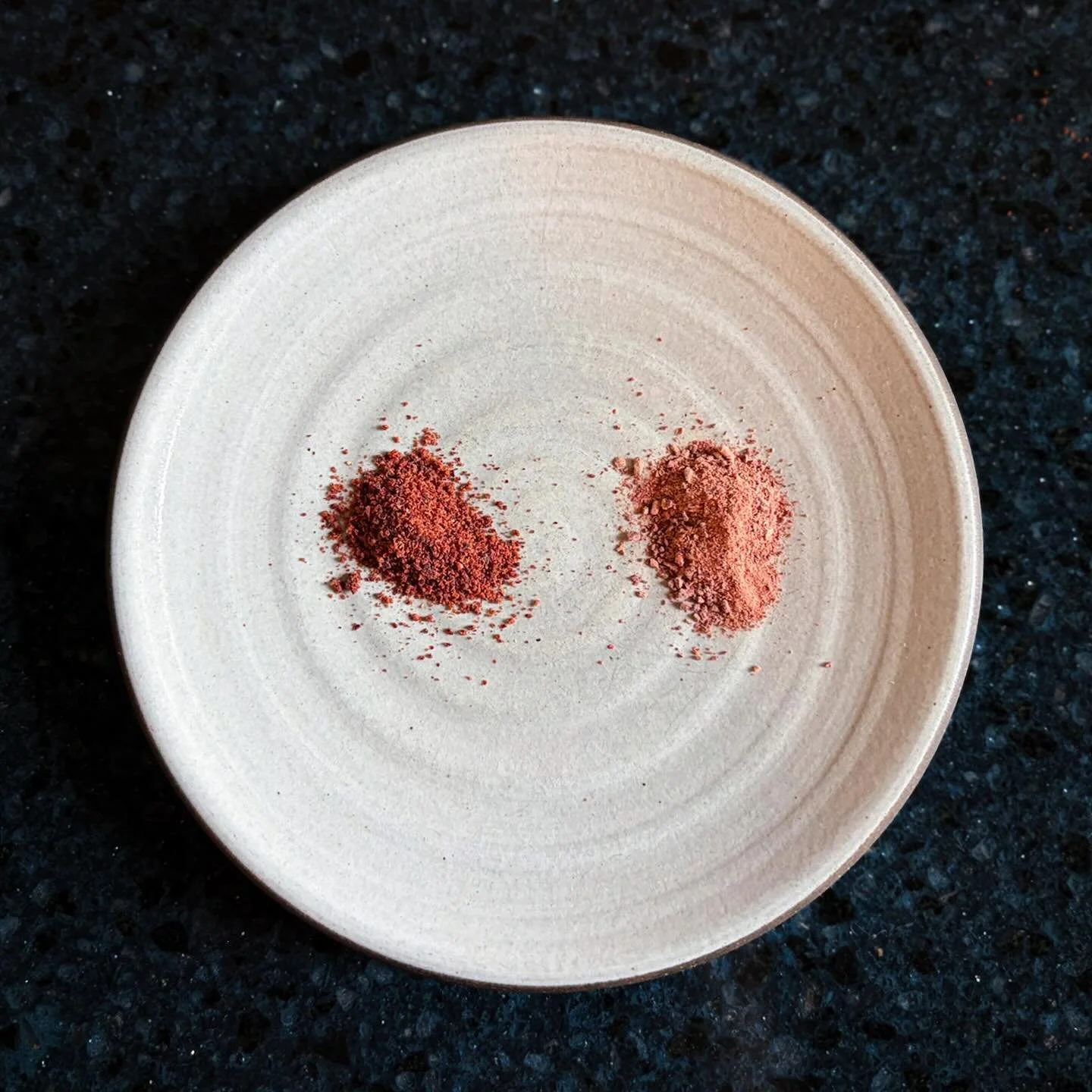 Fermented strawberry (left) and rhubarb (right) powders for our latest seasonal granita! 

#barbararestaurant #vancouverrestaurant #bcwines #chinatownvancouver #barbaravancouver