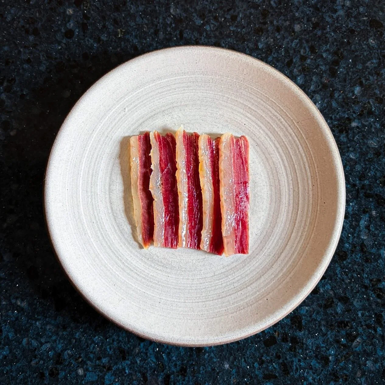 House duck prosciutto - A new feature ingredient, served with our returning duck heart dish!

#barbararestaurant #vancouverrestaurant #bcwines #chinatownvancouver #barbaravancouver