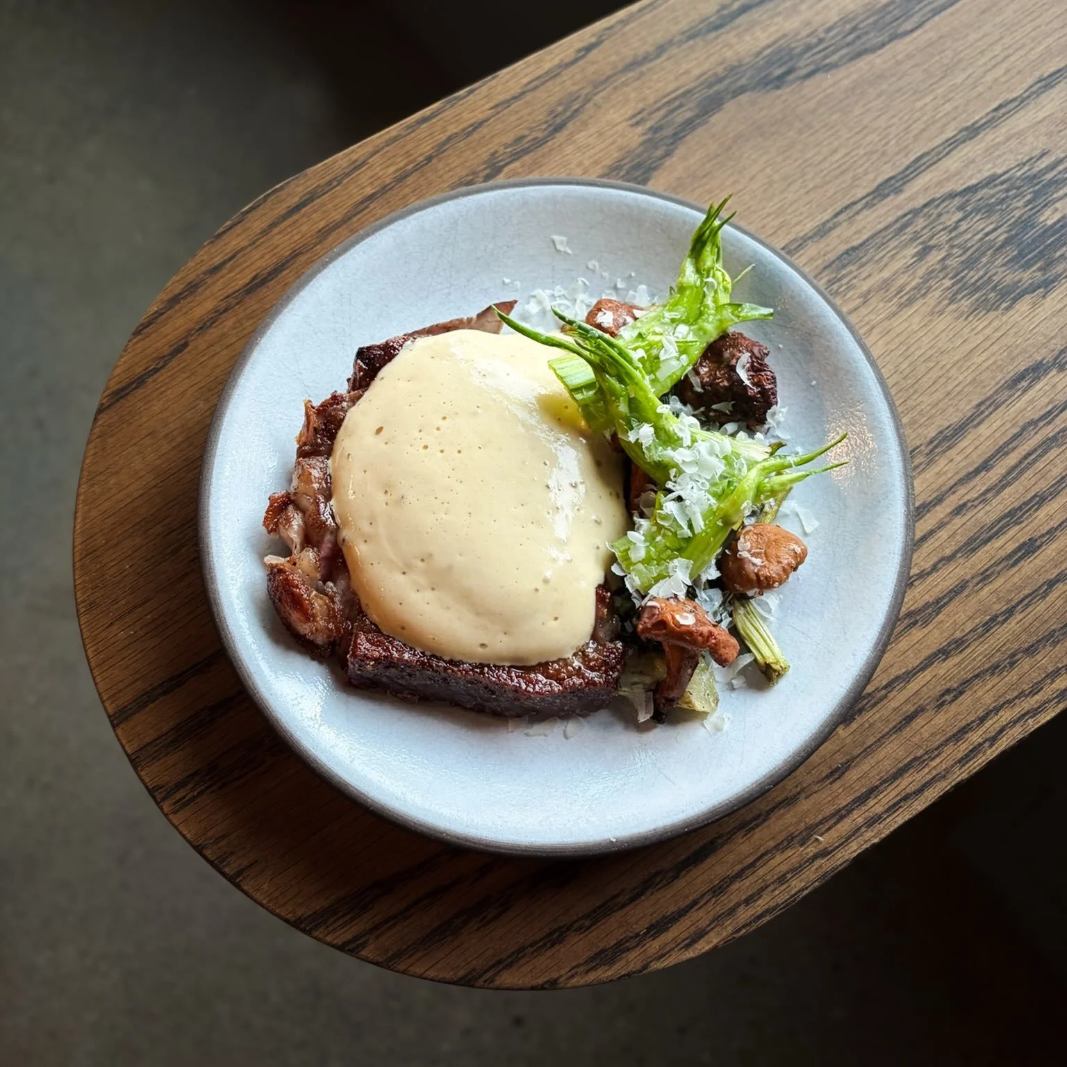 DRY-AGED STRIPLOIN

Chanterelles, puntarella, grana padano