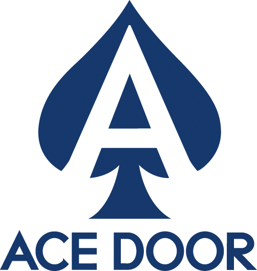 Logo of Ace Door featuring a stylized spade symbol with the words 'ACE DOOR' underneath.