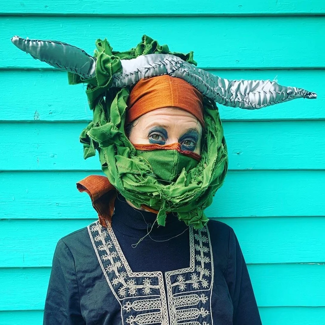 metal ox mask and horns