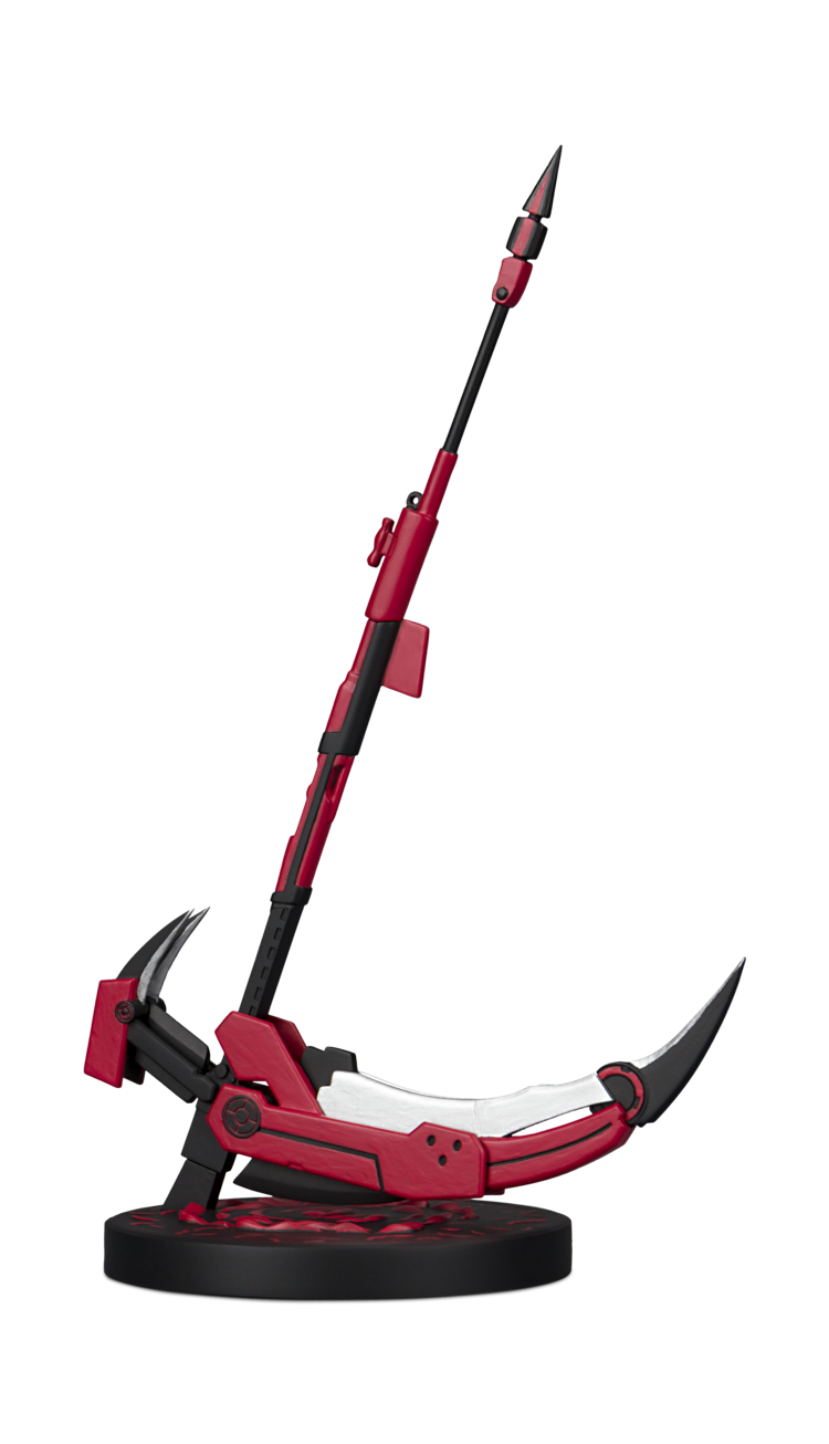 “A high-caliber sniper-scythe named "Crescent Rose."”—Monty Oum